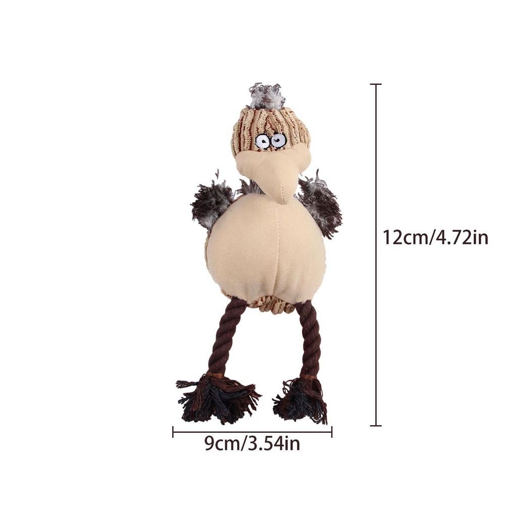 KFX-2602685 Squeaky Plush Dog Toy for Aggressive Chewers - Cartoon Bird Design, Corduroy Material
