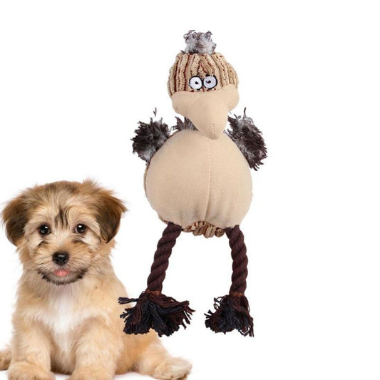 KFX-2602685 Squeaky Plush Dog Toy for Aggressive Chewers - Cartoon Bird Design, Corduroy Material