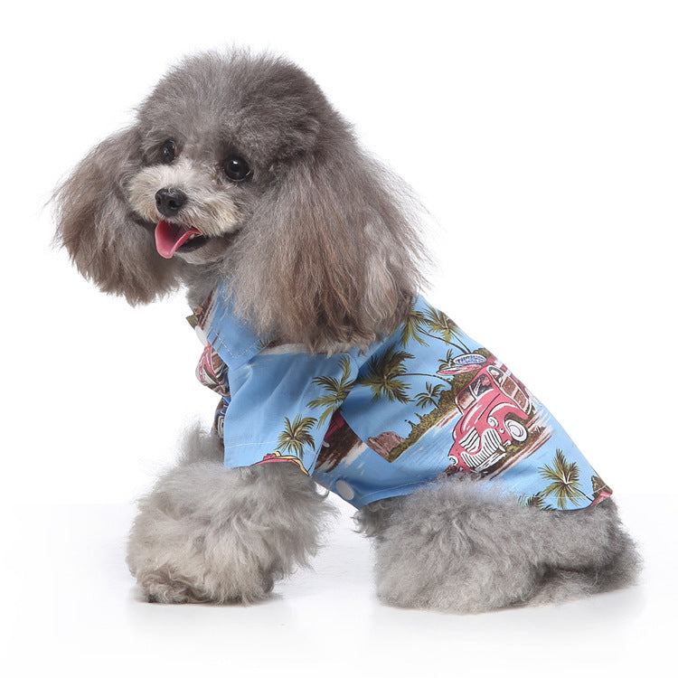 KFX-2603581 Hawaiian Print Cotton Shirt for Pets - Beach Plaid Style