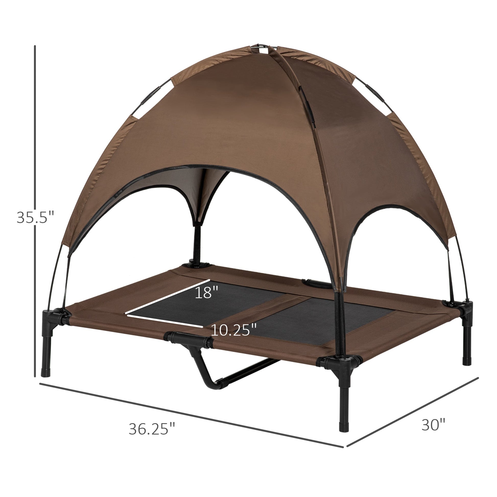 KFX-2603837 Elevated Portable Dog Cot with Cooling Canopy Shade and UV Protection - 48" x 36"