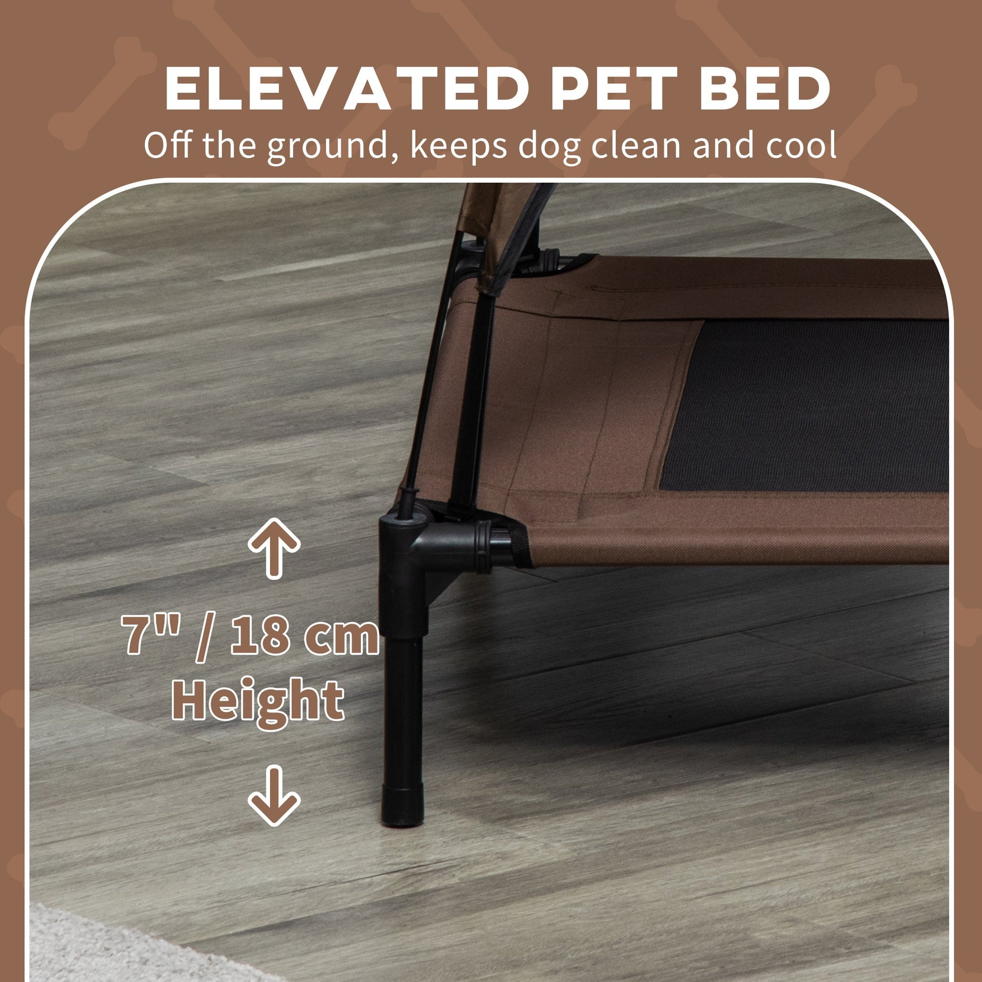 KFX-2603837 Elevated Portable Dog Cot with Cooling Canopy Shade and UV Protection - 48" x 36"
