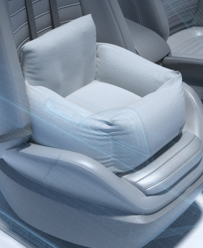 KFX-2605245 Pet Car Kennel for Front Passenger Seat - Removable, Washable, Scratch-Resistant Cushion with Cup Holder and Toy Option, 50x45x35cm