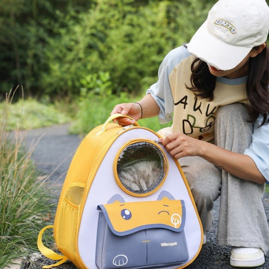 KFX-2607421 Portable Creative Cartoon Cheese Cat Shoulder Pet Bag in Multiple Colors