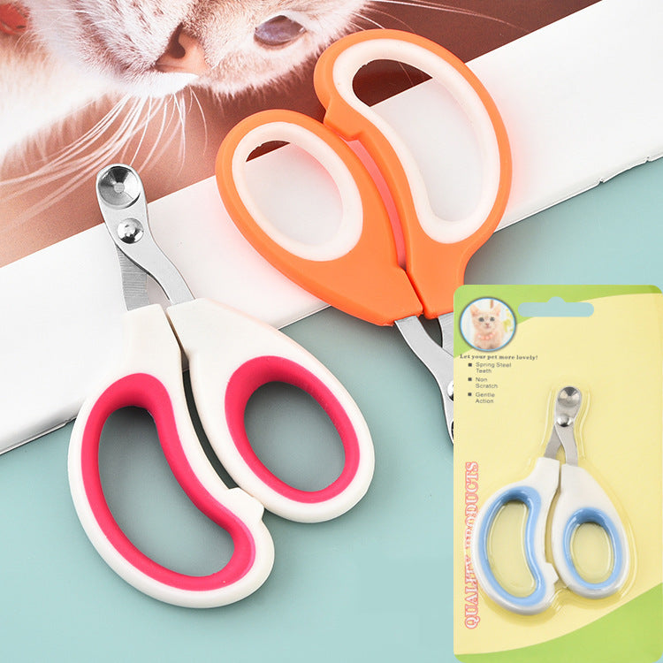 KFX-2608957 Pet Nail Scissors with Round Hole Limit and Bloodline Resistance in Rose White and White Blue