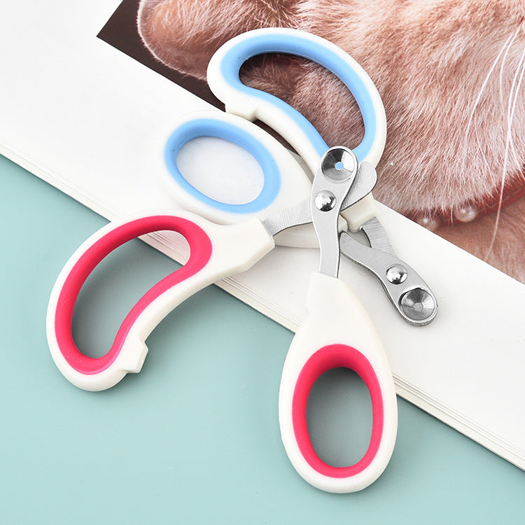KFX-2608957 Pet Nail Scissors with Round Hole Limit and Bloodline Resistance in Rose White and White Blue