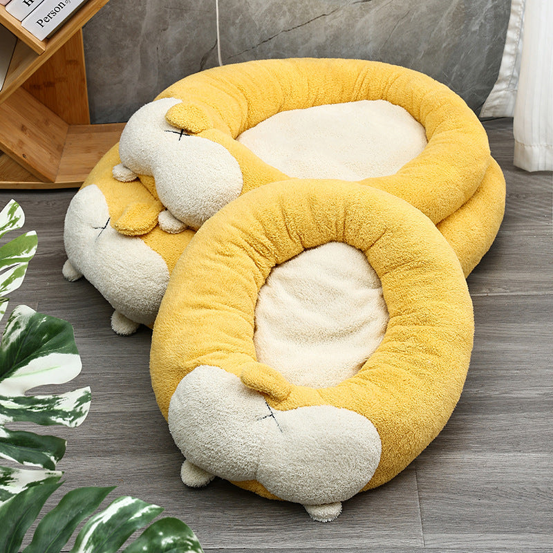 KFX-2609213 Corgi Style Plush Nest for Dogs - Cozy Autumn & Winter Bedding Options in Multiple Sizes