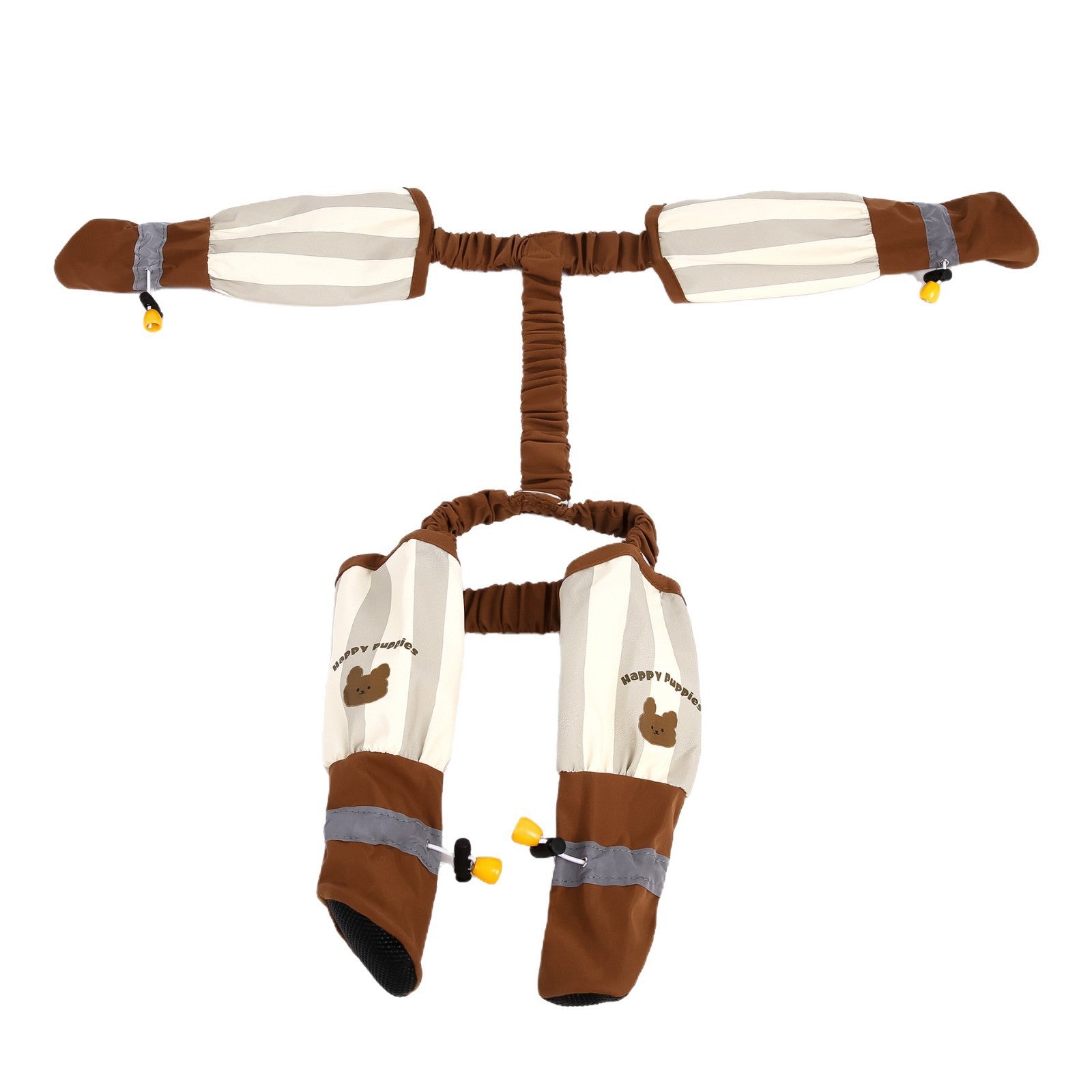 KFX-2609597 Beige and Brown Striped Dog Dustproof Pants for Autumn and Winter, Sizes S to XXL