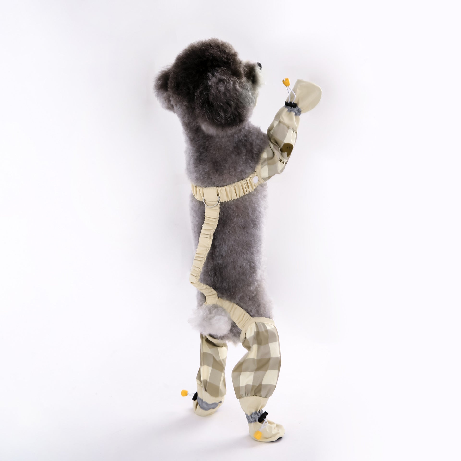 KFX-2609597 Beige and Brown Striped Dog Dustproof Pants for Autumn and Winter, Sizes S to XXL