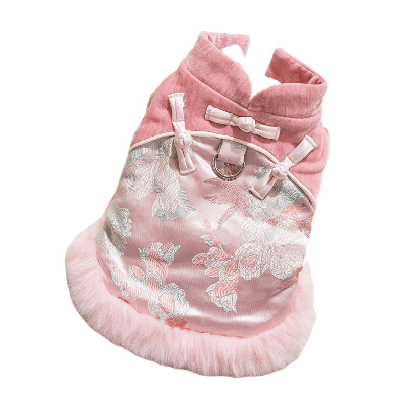 KFX-2609725 Elegant Chinese-Style Cotton-Padded Jackets for Small Dogs and Cats, Festive Tang Suits for Autumn and Winter