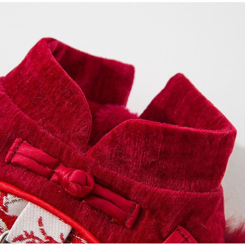 KFX-2609725 Elegant Chinese-Style Cotton-Padded Jackets for Small Dogs and Cats, Festive Tang Suits for Autumn and Winter