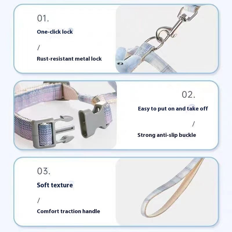 KFX-2610749 I-shaped Pet Chest and Back Harness with Hand Holding Rope for Cats - Available in Multiple Colors