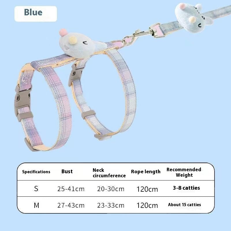 KFX-2610749 I-shaped Pet Chest and Back Harness with Hand Holding Rope for Cats - Available in Multiple Colors