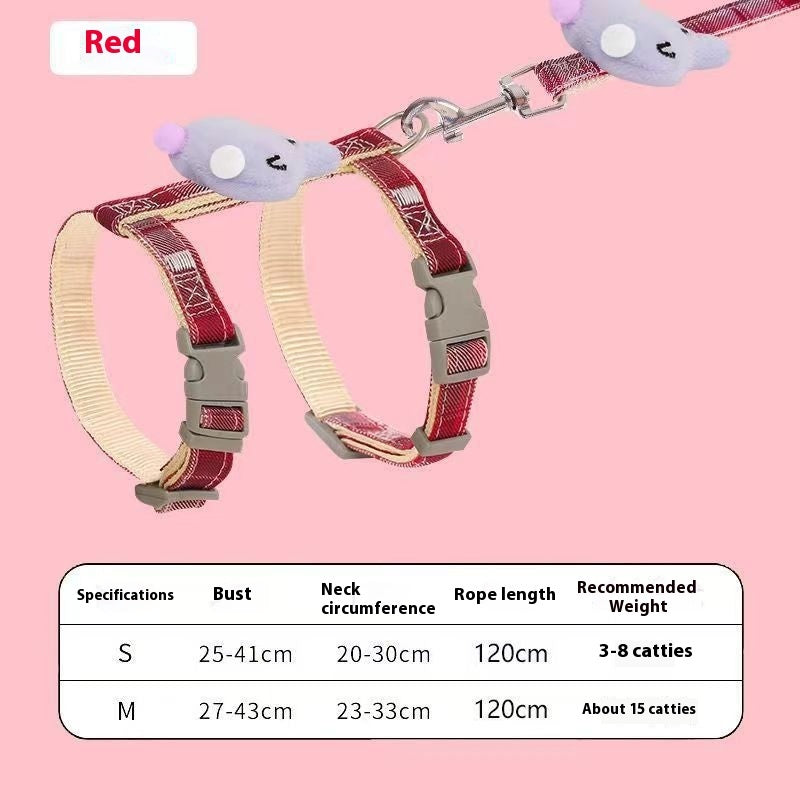 KFX-2610749 I-shaped Pet Chest and Back Harness with Hand Holding Rope for Cats - Available in Multiple Colors