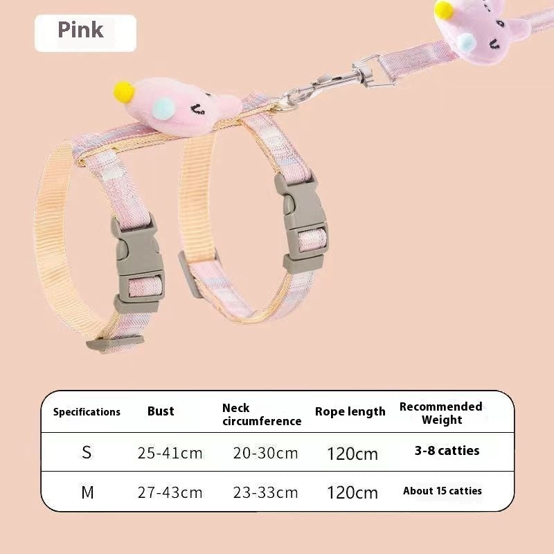 KFX-2610749 I-shaped Pet Chest and Back Harness with Hand Holding Rope for Cats - Available in Multiple Colors