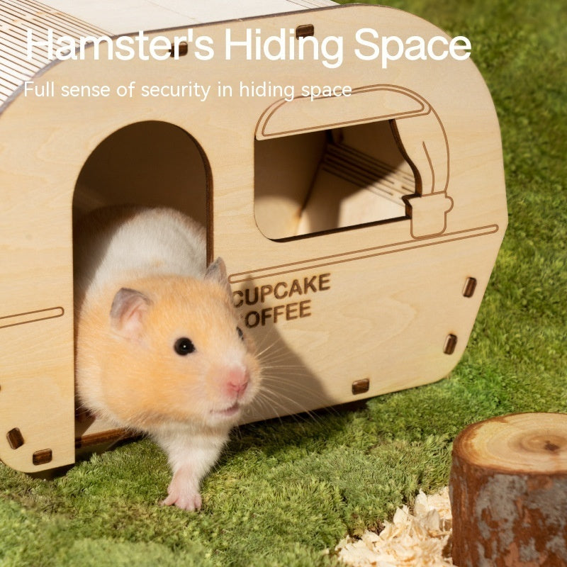 KFX-2611005 Wooden Hamster House Shelter with Multi-Layer Board Construction
