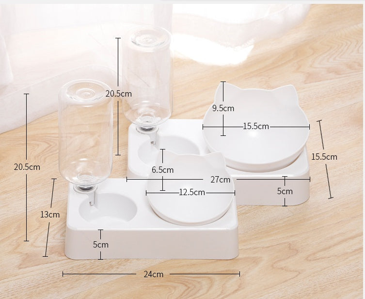 KFX-2611133 Automatic Double Bowl Pet Water and Food Dispenser with Adjustable Design