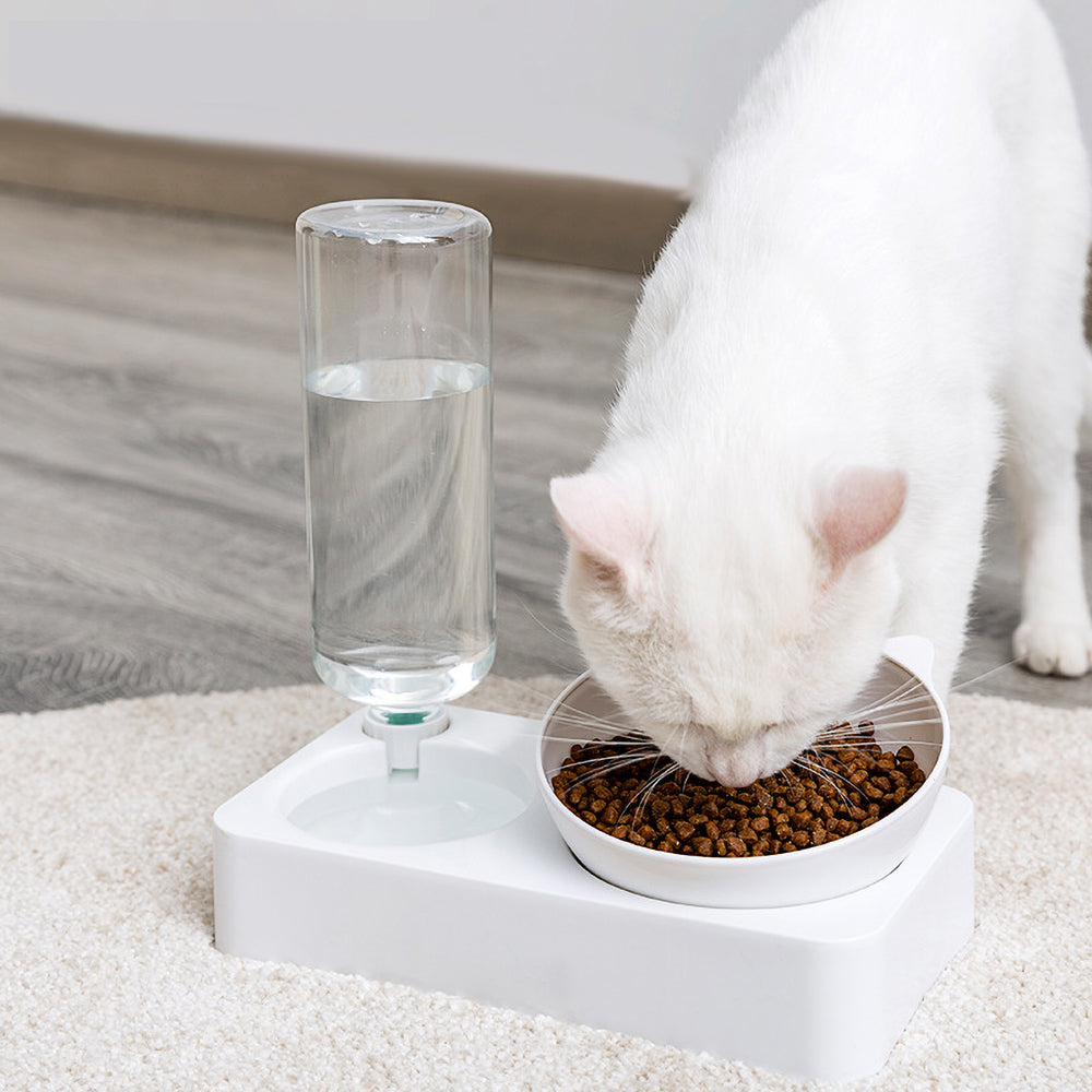 KFX-2611133 Automatic Double Bowl Pet Water and Food Dispenser with Adjustable Design