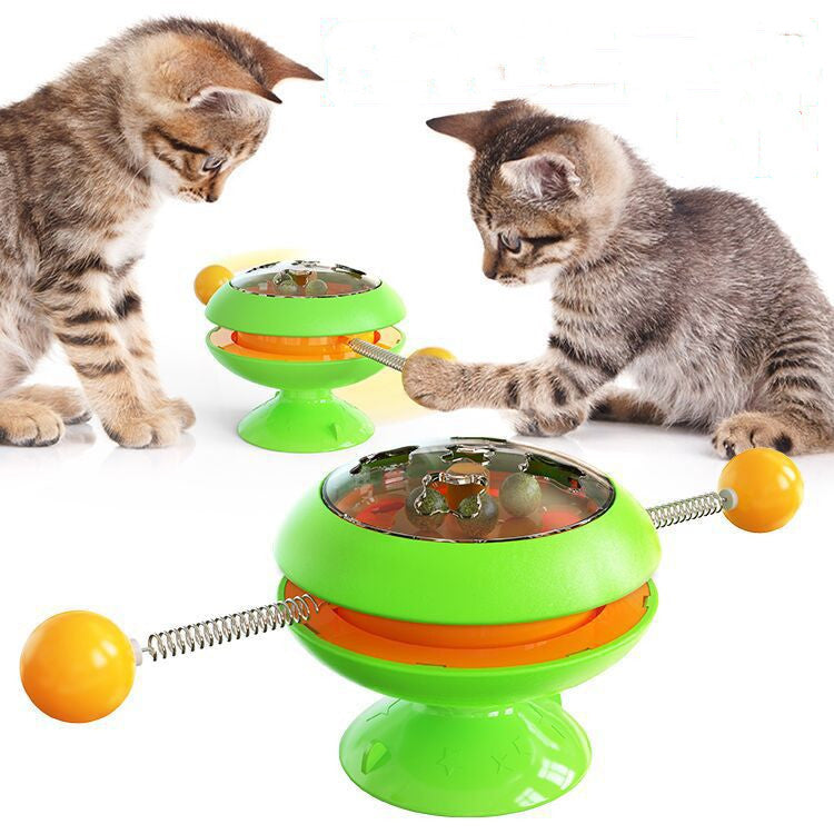 KFX-2611773 Interactive Rotatable Cat Toy with Catnip and Suction Cup Base, Multi-Functional Indoor Play for Cats and Kittens