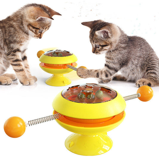 KFX-2611773 Interactive Rotatable Cat Toy with Catnip and Suction Cup Base, Multi-Functional Indoor Play for Cats and Kittens