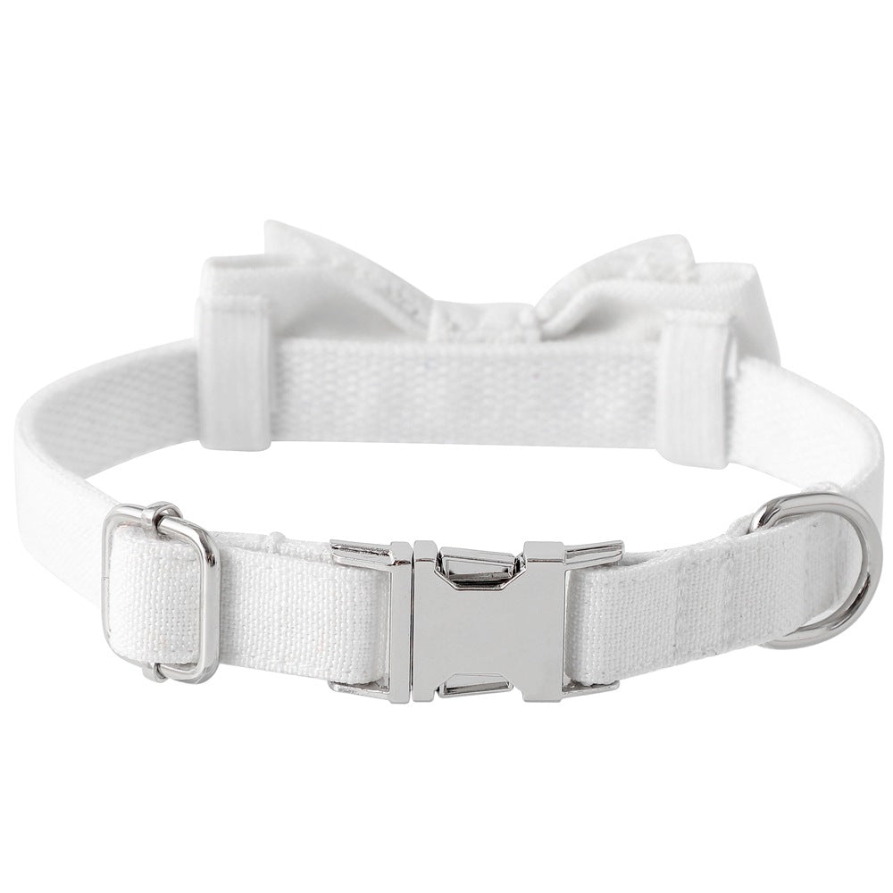 KFX-2612925 Monochrome White Pet Bow Tie Collar for Dogs - Adjustable Sizes Available
