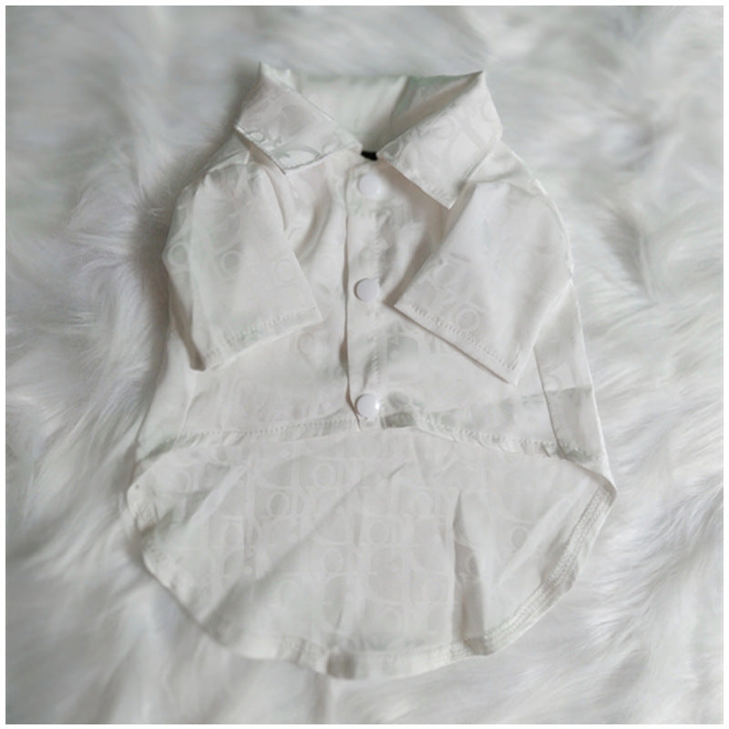 KFX-2613309 Casual Polyester Shirt for Pets in White, Gray, and Pink - Sizes S to XXL