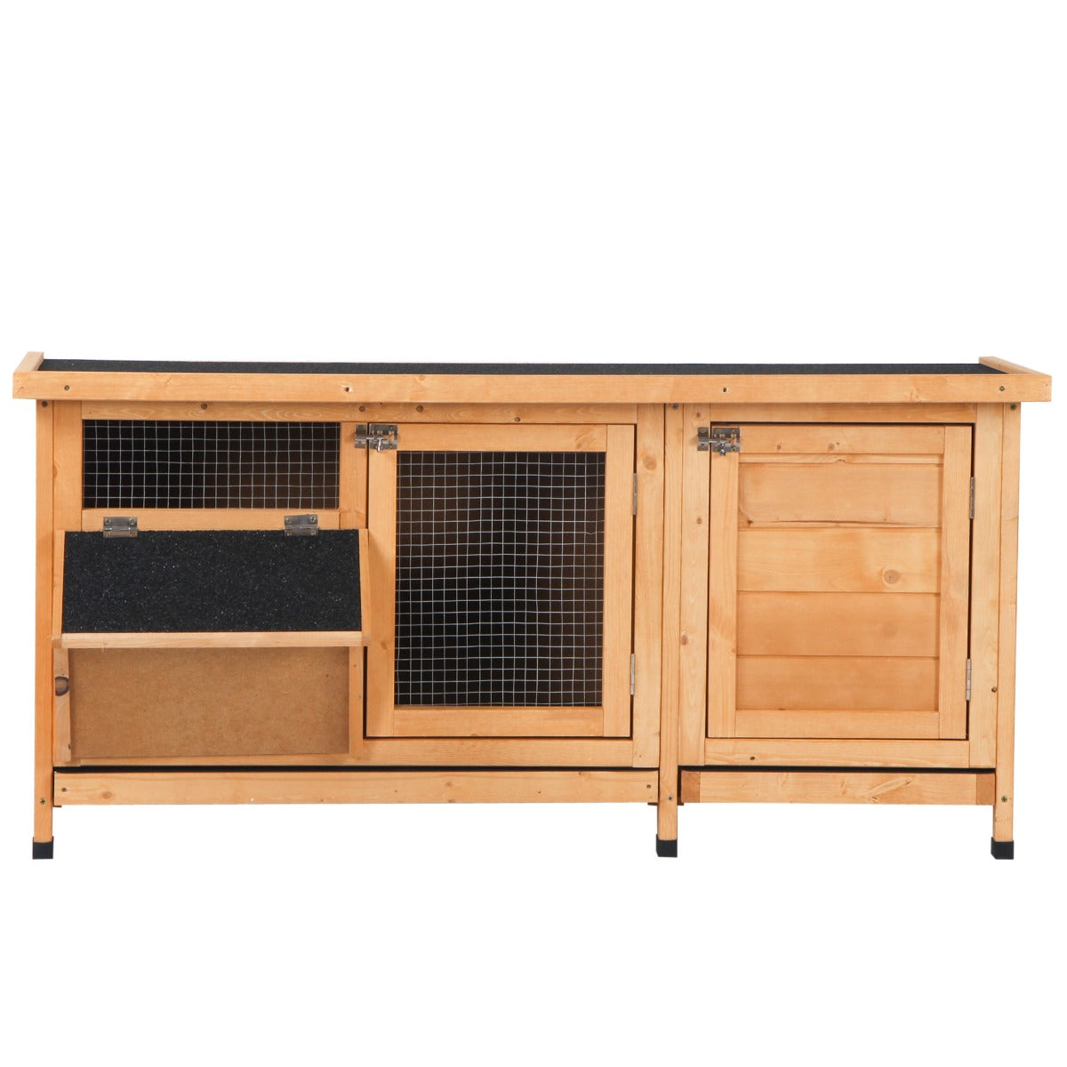 KFX-2614589 Yellow Large Bunny Hutch with Two Outdoor Areas and One Main House for Small Animals