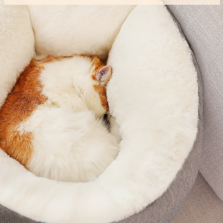 KFX-2614973 Plush Semi-Enclosed Cat Nest with Rabbit Ears - Warm and Cozy Design