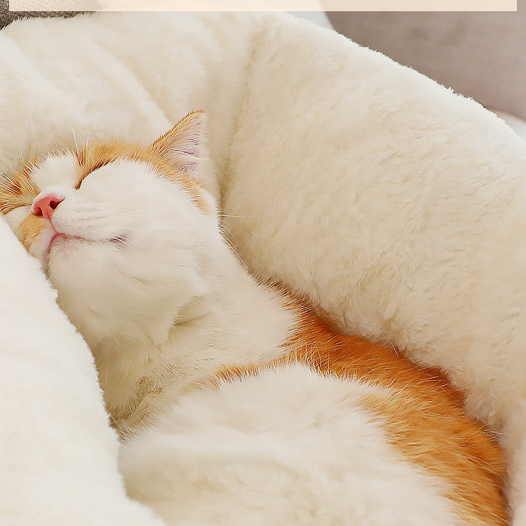 KFX-2614973 Plush Semi-Enclosed Cat Nest with Rabbit Ears - Warm and Cozy Design