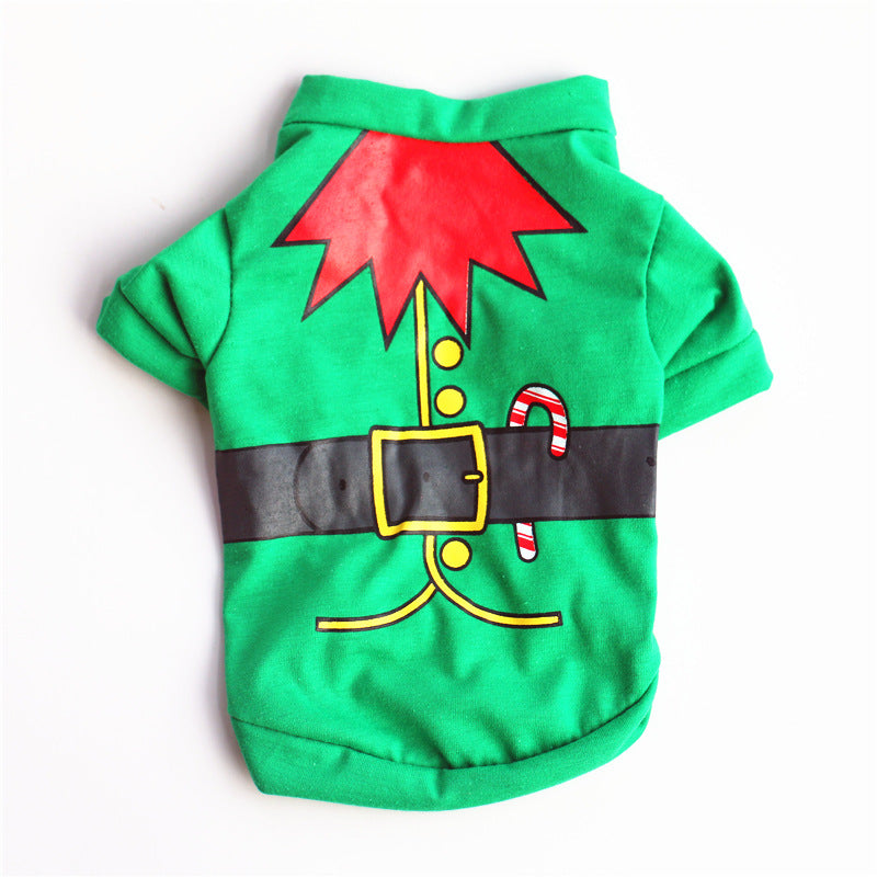 KFX-2615101 Festive Dog Apparel for Christmas - Santa Claus & Snowman Styles in Green and Red