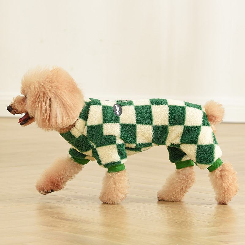 KFX-2615485 Four-Legged Cashmere Lamb Fleece Pet Clothing in Checkerboard Patterns