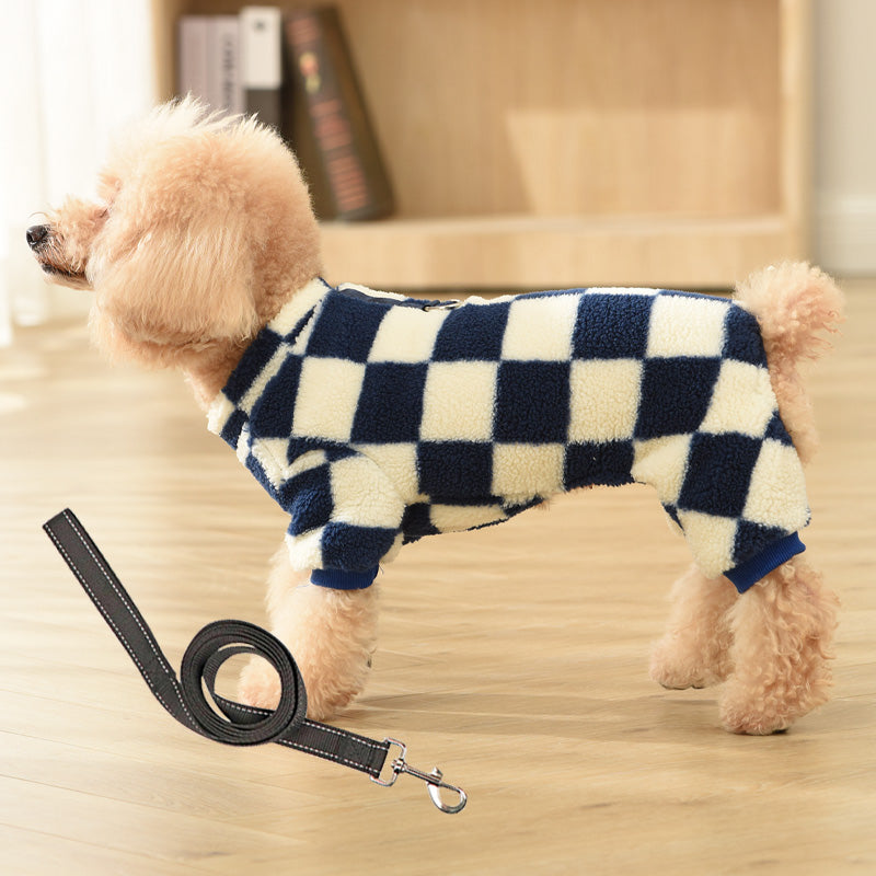 KFX-2615485 Four-Legged Cashmere Lamb Fleece Pet Clothing in Checkerboard Patterns