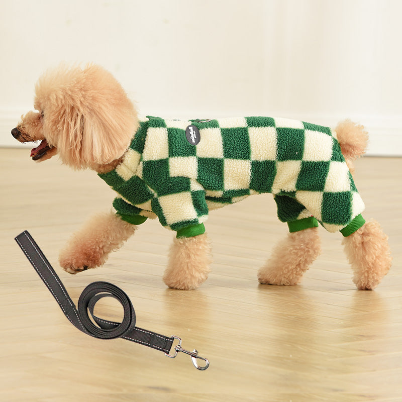 KFX-2615485 Four-Legged Cashmere Lamb Fleece Pet Clothing in Checkerboard Patterns