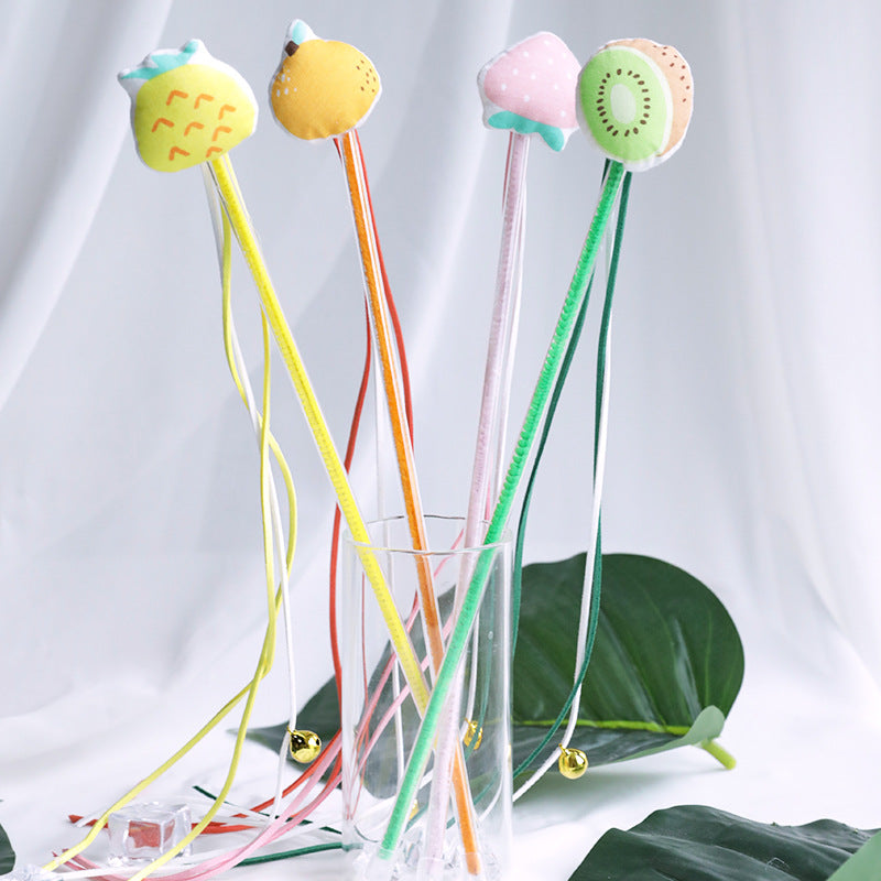 KFX-2617533 Boredom-Busting Funny Cat Stick with Sounding Bells and Colorful Fruit Shapes