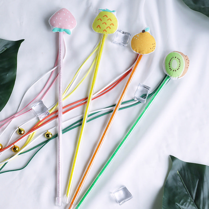 KFX-2617533 Boredom-Busting Funny Cat Stick with Sounding Bells and Colorful Fruit Shapes