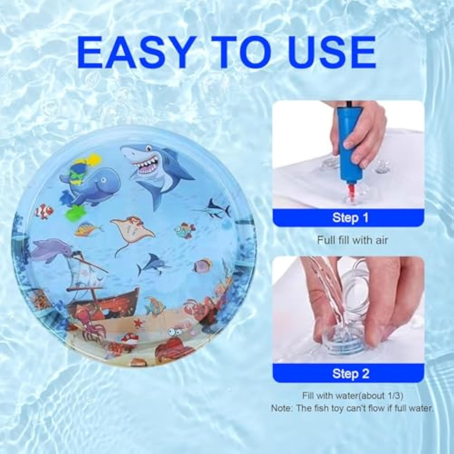 KFX-2618173 Upgraded Cat Water Play Mat with Anti-Scratch Design and Inflator - Interactive Sensory Fun for Cats and Small Pets