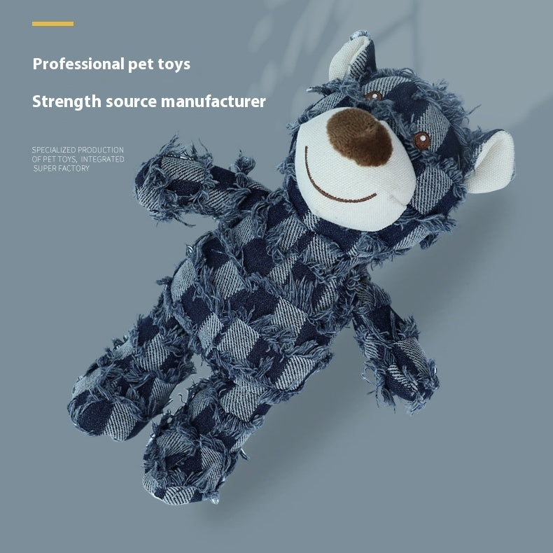 KFX-2621501 Dark Gray Plush Squeegee Pet Toy for Teeth Cleaning - Ideal for Dogs and Puppies