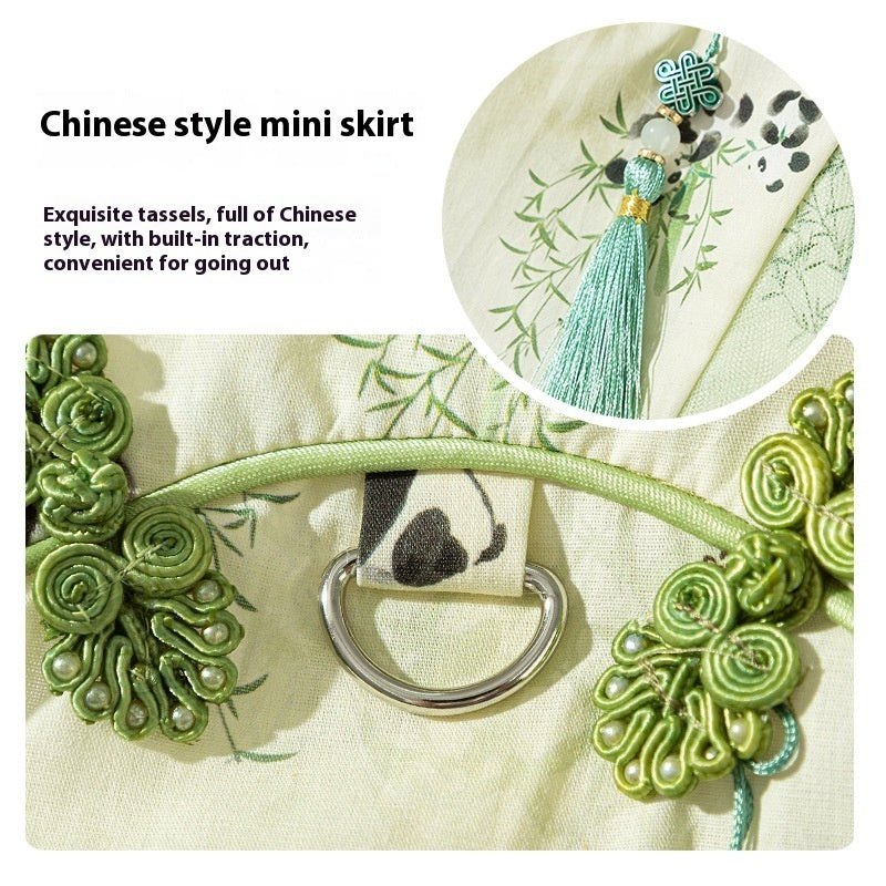 KFX-2621757 Chinese Style Bamboo Leaf Couple Skirt for Hairless Cats, Woven Fabric, Multiple Sizes