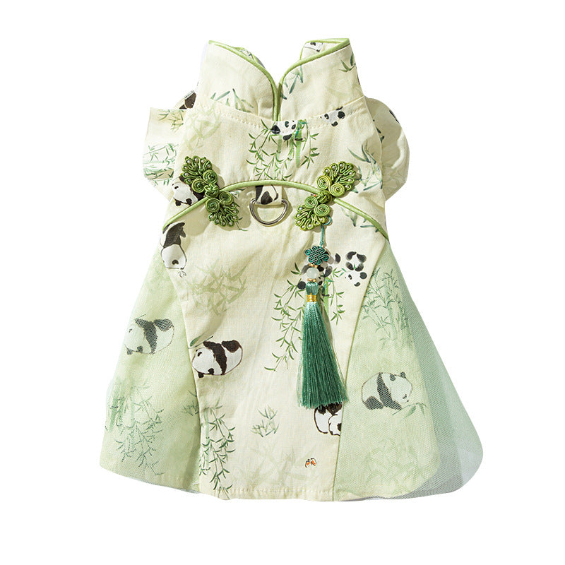 KFX-2621757 Chinese Style Bamboo Leaf Couple Skirt for Hairless Cats, Woven Fabric, Multiple Sizes