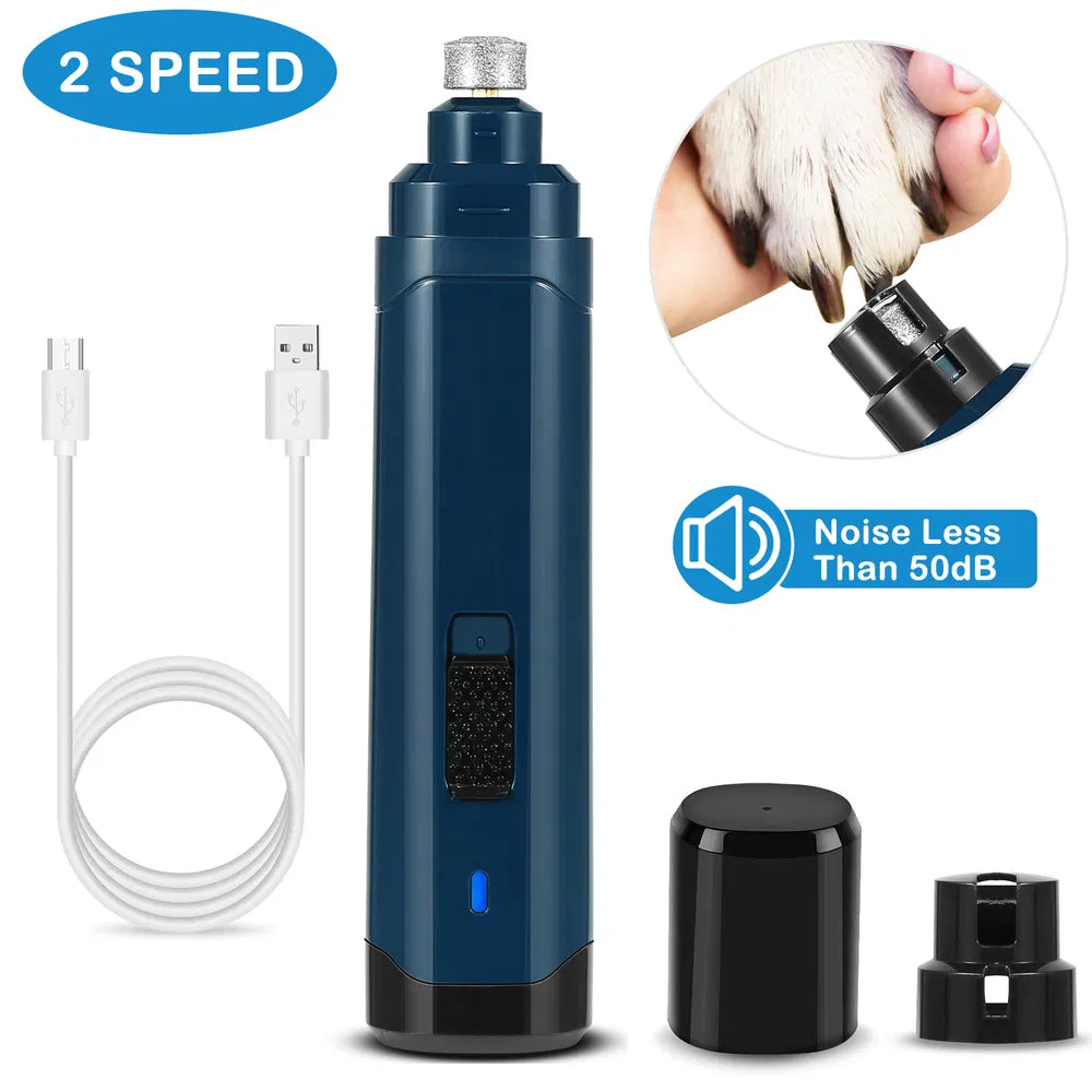 KFX-2622269 Quiet USB Rechargeable Dog Nail Grinder with 2 Speed Settings for Gentle Pet Grooming