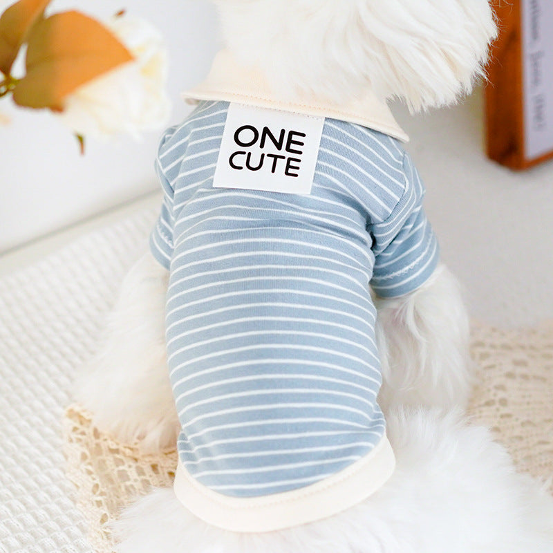KFX-2623037 Striped Cotton T-Shirt for Small Dogs - Bichon, Pomeranian, & Teddy Breeds