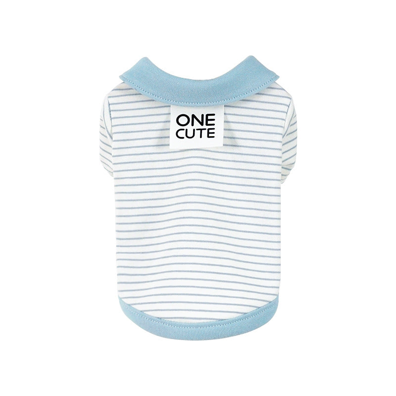 KFX-2623037 Striped Cotton T-Shirt for Small Dogs - Bichon, Pomeranian, & Teddy Breeds