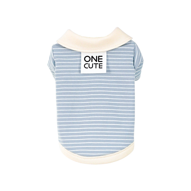KFX-2623037 Striped Cotton T-Shirt for Small Dogs - Bichon, Pomeranian, & Teddy Breeds