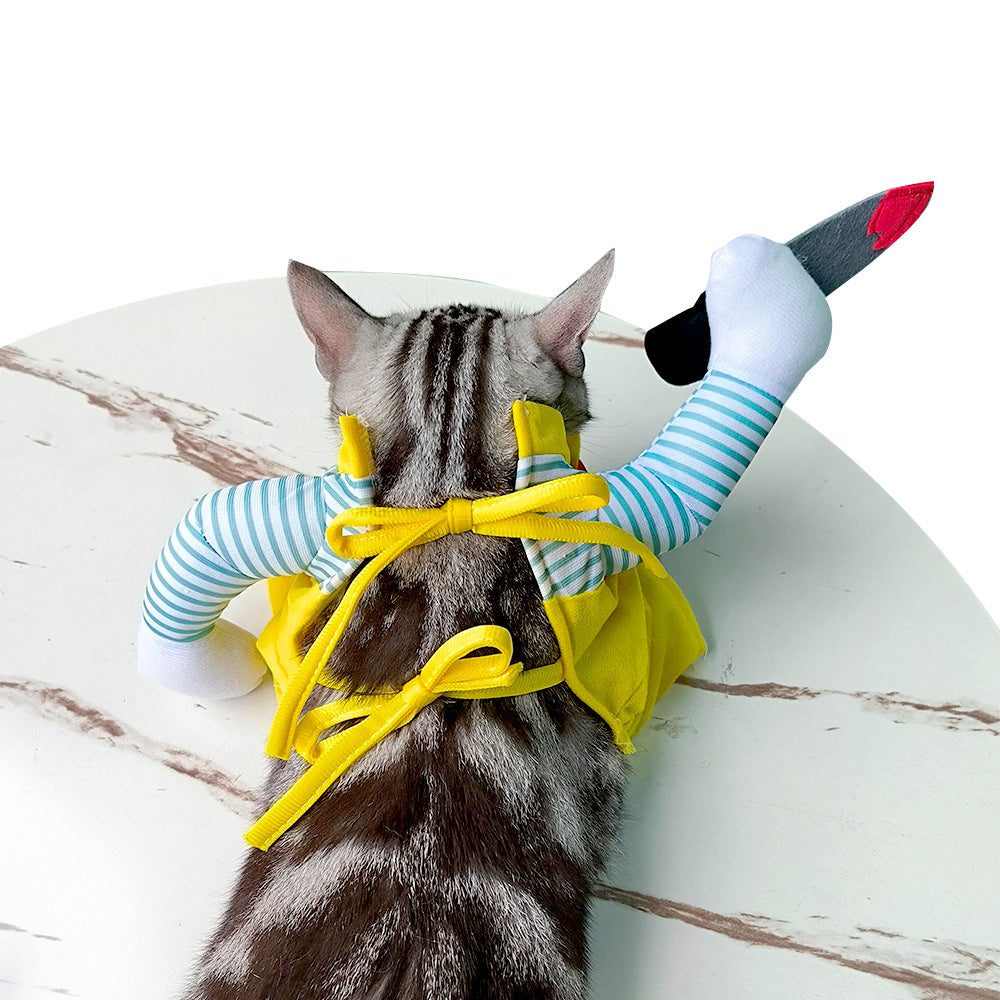 KFX-2624061 Creative Yellow Cat Assassin Costume - Polyester Apparel for Cats in Various Sizes