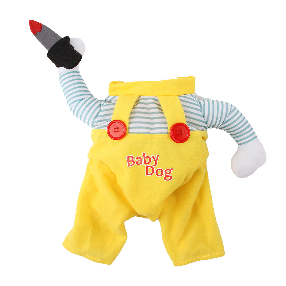 KFX-2624061 Creative Yellow Cat Assassin Costume - Polyester Apparel for Cats in Various Sizes