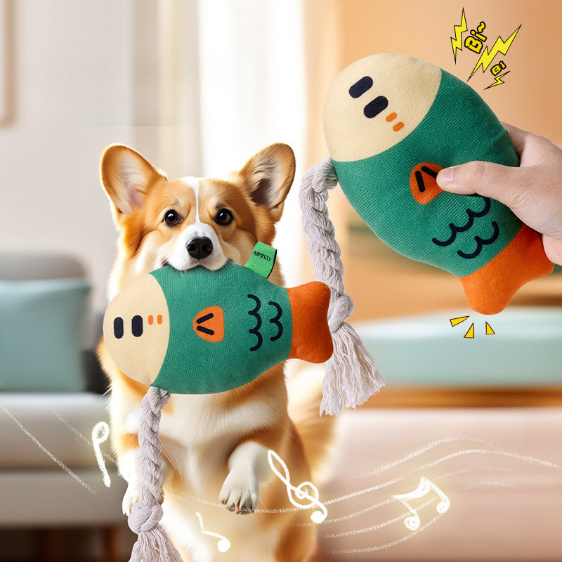 KFX-2625085 Plush Squeaky Fish Chew Toy for Dogs - Interactive and Wear-Resistant Dental Toy