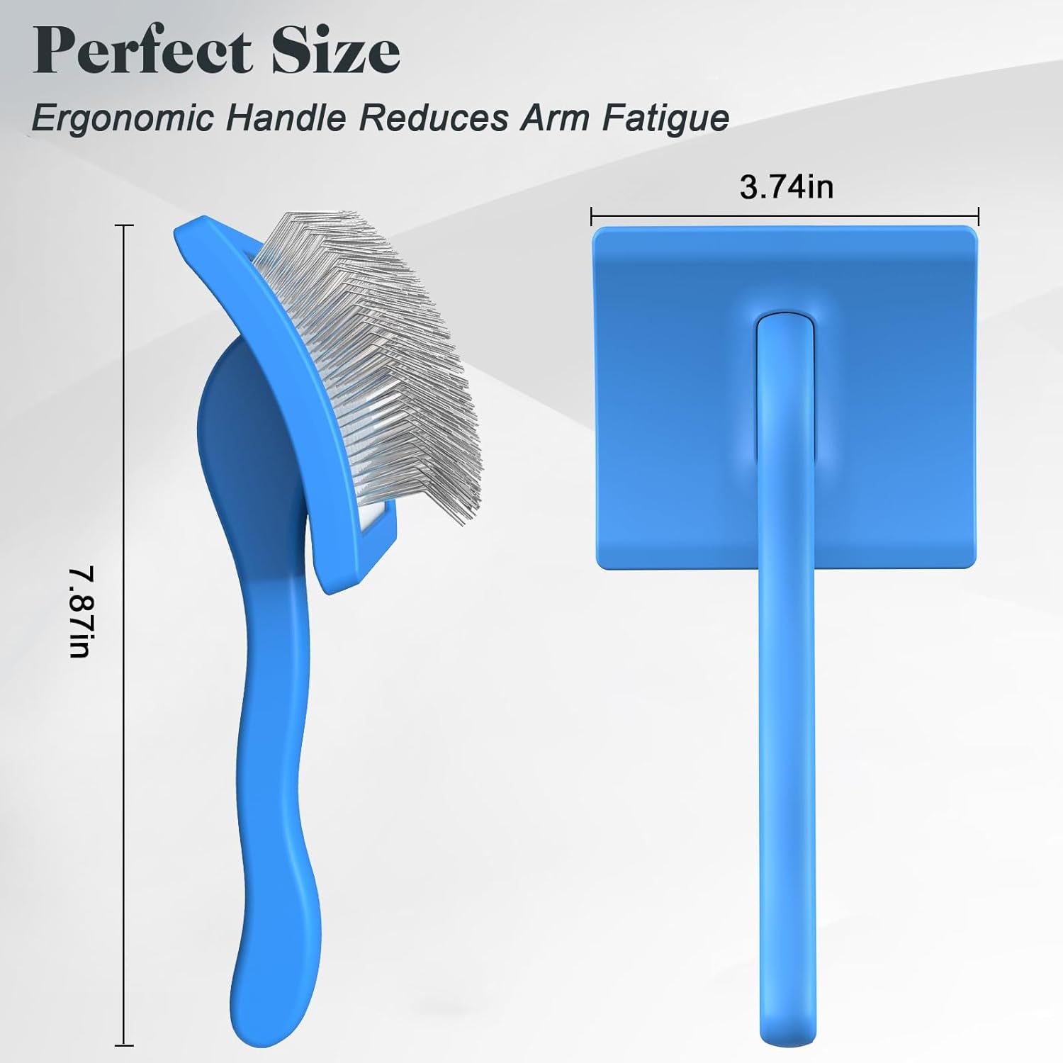 KFX-2628029 Pet Rake Brush and Straight Comb Set for Dogs - Rubber Handle with Stainless Steel Needles