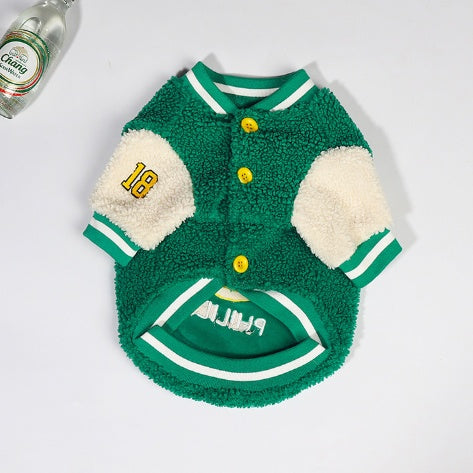 KFX-2630589 Winter Fleece Cotton Dog Coat in Green – Adjustable Sizes L to 4XL