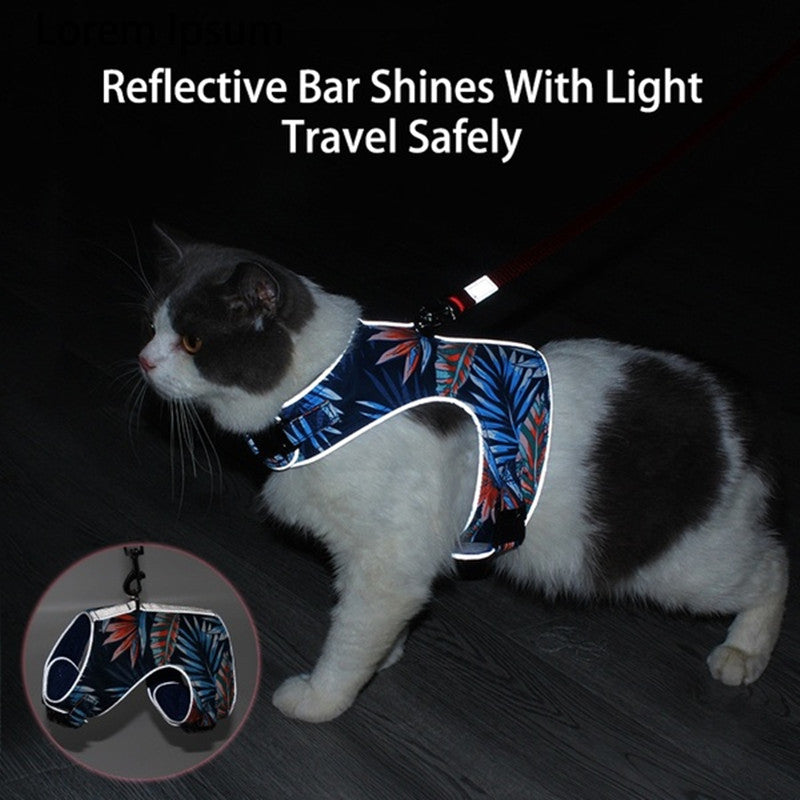 KFX-2631485 Reflective Anti-Stroke Cat Walking Harness and Leash Combo