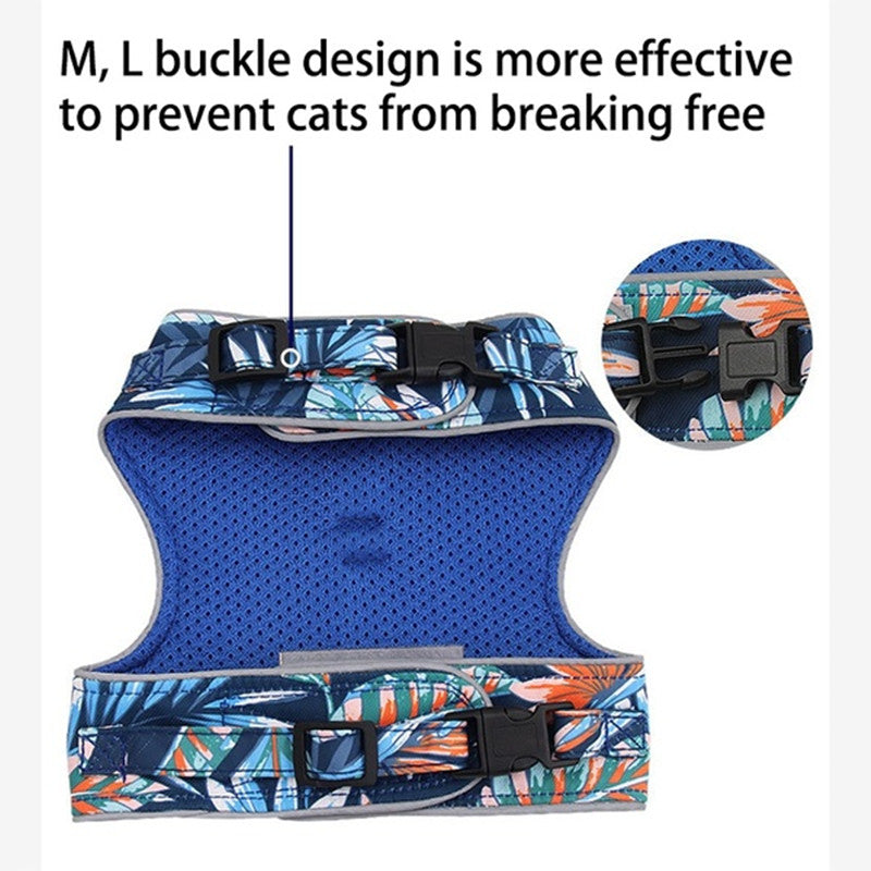 KFX-2631485 Reflective Anti-Stroke Cat Walking Harness and Leash Combo