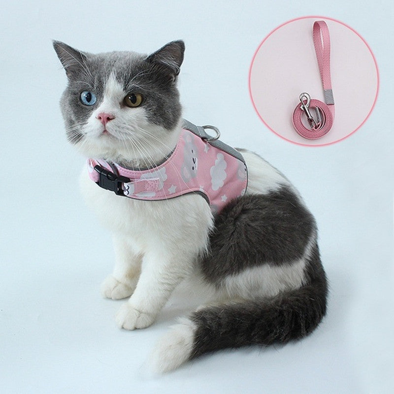 KFX-2631485 Reflective Anti-Stroke Cat Walking Harness and Leash Combo